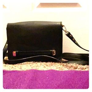 Black purse with long strap